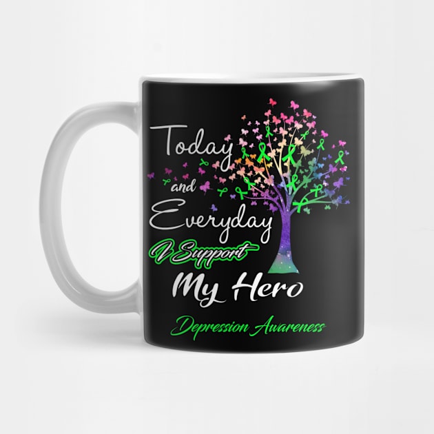 Today and Everyday I Support My Hero Depression Awareness Support Depression Warrior Gifts by ThePassion99